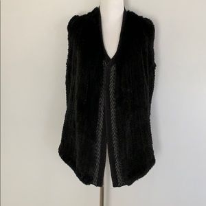 Vince Fur and Knit Open Front Vest
